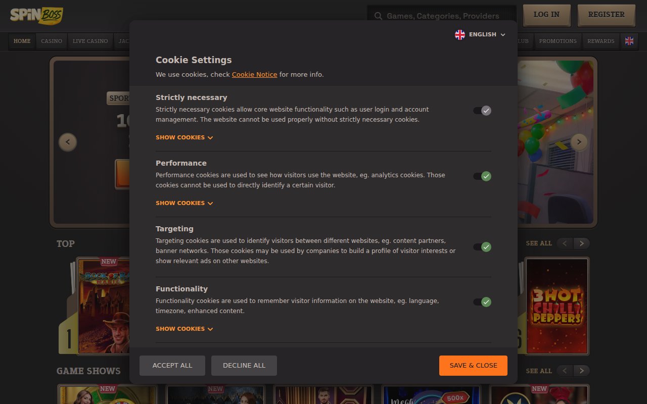 Spinboss Casino - Homepage